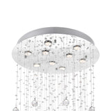 6601C24C(H 47) Rain Drop 9 Light Flush Mount With Chrome Finish