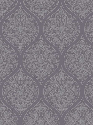 7008 Emporium Ogee Purple and Silver Wallpaper