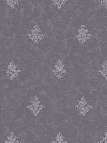 7018 Mehndi Motif Purple and Silver Wallpaper