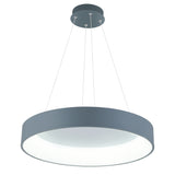 7103P24-1-167 Arenal LED Drum Shade Pendant With Gray & White Finish