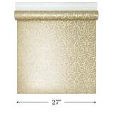 7458, RZ3300 Victorian Damask leaves champagne beige bronze Glassbeads textured Wallpaper 3D
