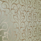 7458, RZ3300 Victorian Damask leaves champagne beige bronze Glassbeads textured Wallpaper 3D