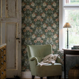 7666 Dahlia Garden Green Wallpaper