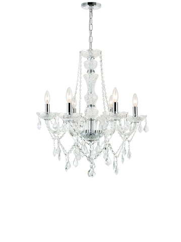 8023P24C-6 Princeton 6 Light Down Chandelier With Chrome Finish