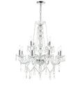 8023P30C Princeton 12 Light Down Chandelier With Chrome Finish