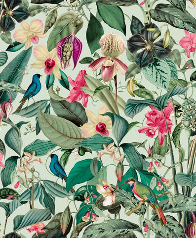 81684 Novamur Mona Floral Green Wallpaper 