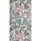 81686 Botanic tropical flower blossom bird white green faux fabric textured wallpaper