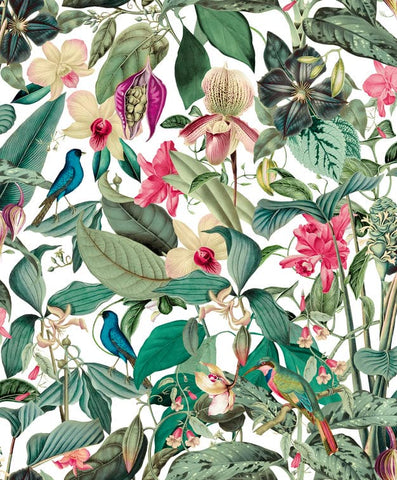81686 Novamur Mona Floral White Green Wallpaper