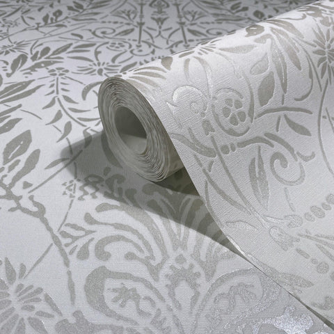 82511 Oriana Floral White Wallpaper 