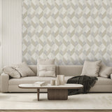 8271 93W9661 Geometric Faux Grasscloth Textured Wallpaper