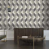8271 97W9661 Geometric Faux Grasscloth Textured Wallpaper