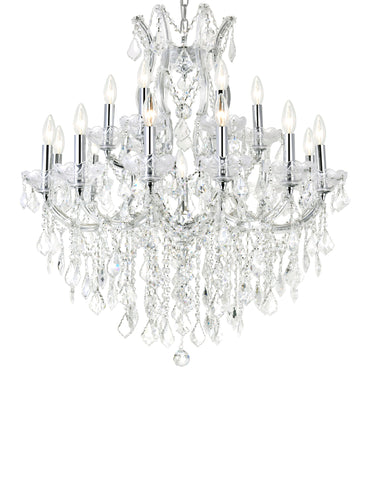 8311P32C-19 (Clear) Maria Theresa 19 Light Up Chandelier With Chrome Finish