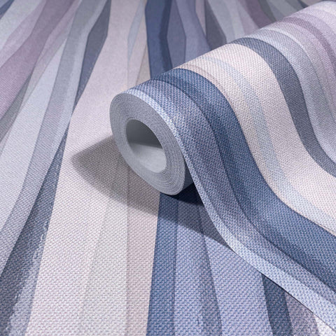 89009 Naomi Stripes Kids Modern Blue Purple Wallpaper