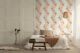 89011 Oriana Floral Orange White Wallpaper 