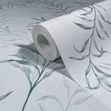 89014 Oriana Floral Green White Wallpaper