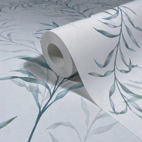 89014 Oriana Floral Green White Wallpaper
