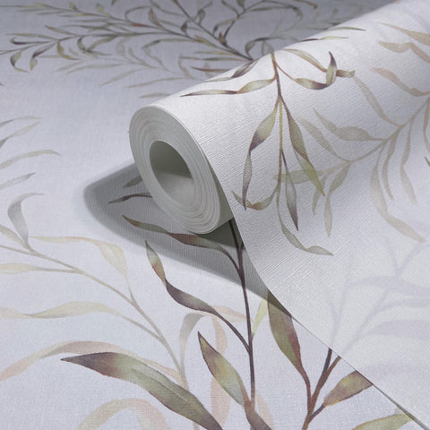 89015 Oriana Floral Beige White Wallpaper 