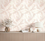 89016 Oriana Floral Beige Pink White Wallpaper