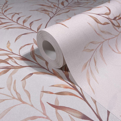89016 Oriana Floral Beige Pink White Wallpaper