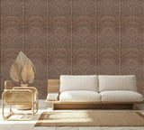 89020 Naomi Wood Look Country House Geometric Brown Wallpaper