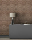 89020 Naomi Wood Look Country House Geometric Brown Wallpaper