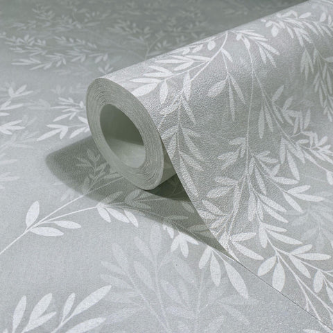 89025 Oriana Floral Grey White Wallpaper
