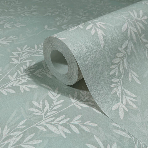 89027 Oriana Floral Green White Wallpaper