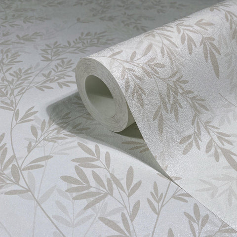 89028 Oriana Floral Beige White Wallpaper