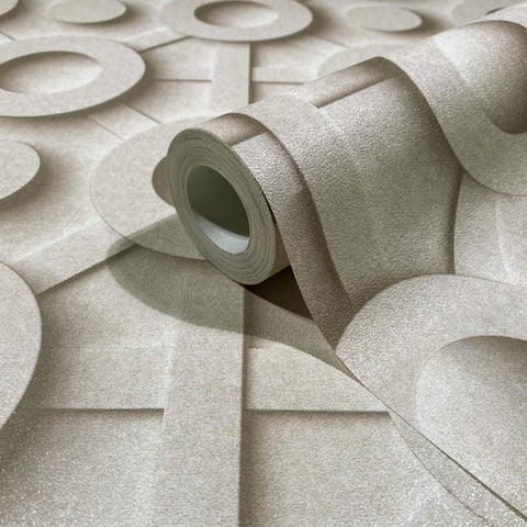 89032 Oriana 3D Optics Beige Wallpaper