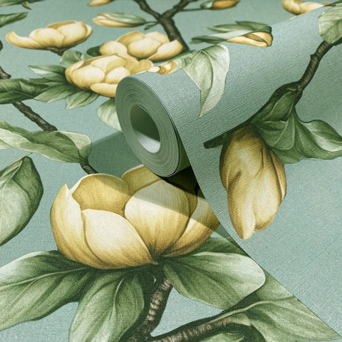 89035 Oriana Floral Green YellowWallpaper