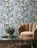 89036 Oriana Floral Blue Purple Wallpaper