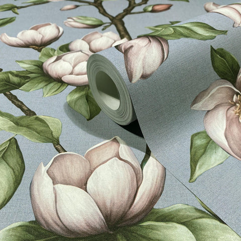 89036 Oriana Floral Blue Purple Wallpaper