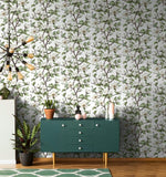 89038 Oriana Floral Green White Wallpaper