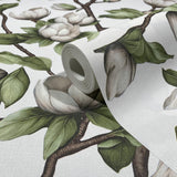89038 Oriana Floral Green White Wallpaper