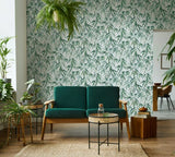 89039 Naomi Floral Blue Green Wallpaper