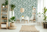 89039 Naomi Floral Blue Green Wallpaper