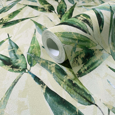 89040 Naomi Nature Floral Green Yellow Wallpaper
