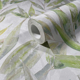 89041 Naomi Floral Green White Wallpaper