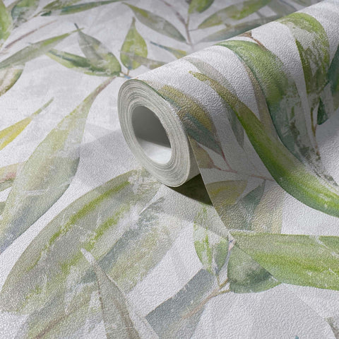89041 Naomi Floral Green White Wallpaper