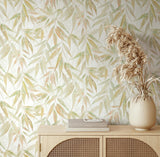 89042 Naomi Floral Green White Yellow Wallpaper