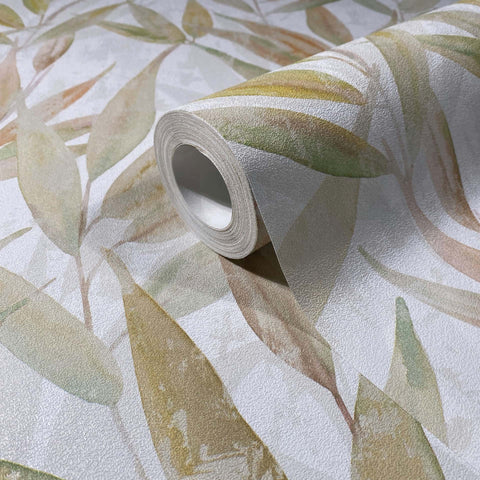 89042 Naomi Floral Green White Yellow Wallpaper