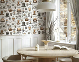 89043 Naomi Modern Graphic Brown White Wallpaper 