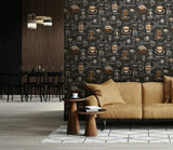 89045 Naomi Modern Graphic Black Brown Wallpaper