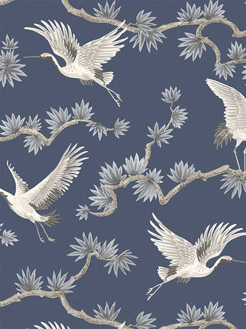 GL21712 Grasslands birds Floral Blue Wallpaper