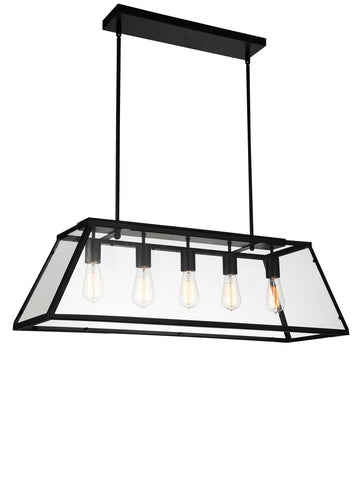 9601P36-5-101 Alyson 5 Light Down Chandelier With Black Finish