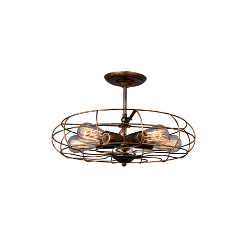 9606C19-5-128 Pamela 5 Light Flush Mount With Antique Copper Finish