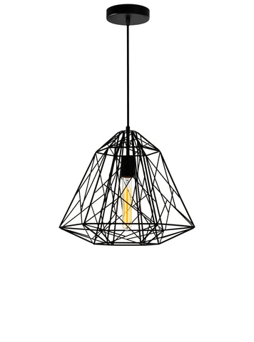 9625P16-1-101 Bagheera 1 Light Down Pendant With Black Finish