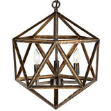 9641P17-3-128 Amazon 3 Light Up Pendant With Antique forged copper Finish