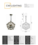 9641P17-3-128 Amazon 3 Light Up Pendant With Antique forged copper Finish