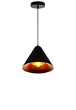 9666P10-1-143 Keila 1 Light Down Pendant With Black & Gold Finish